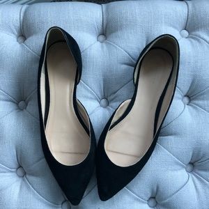 J. Crew Audrey D’Orsay Flats in Black Suede